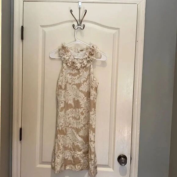 London Times adorable beige and cream sheath dress 6P - Picture 1 of 4